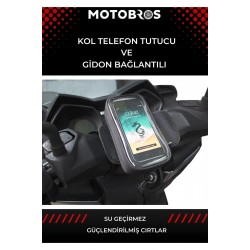 Motosiklet Sürücüsü Kol Ve Gidona Takılabilir Çantalı Telefon Tutucu 6,5"'e Kadar