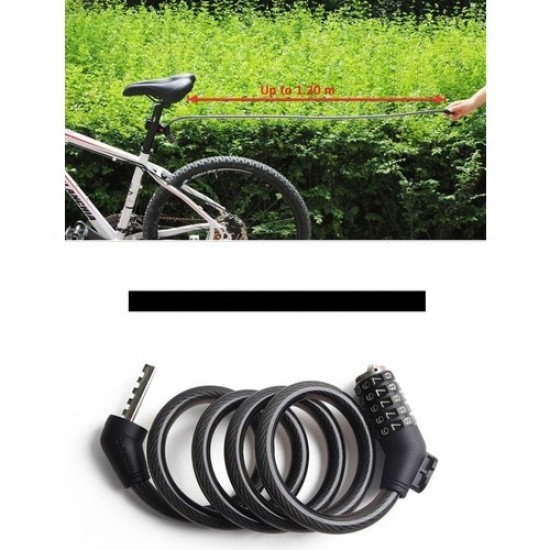 bike sky Zhongli Zoli 87620 5 Şifreli Kablo Kilit (Kalınlık : 12MM Uzunluk : 120 Cm)