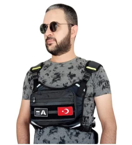 BİKE SKY MOTOBROS Motorcu Göğüs Çantası Reflektörlü Su Geçirmez Kan Grubu A-