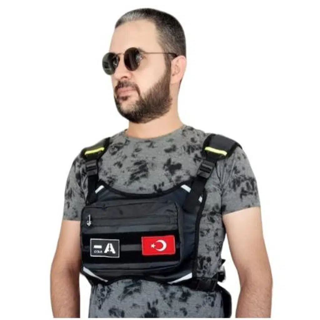 BİKE SKY MOTOBROS Motorcu Göğüs Çantası Reflektörlü Su Geçirmez Kan Grubu A-