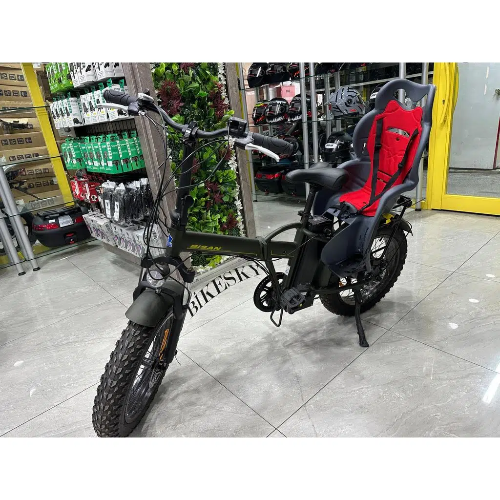 BİKE SKY Unisex Çocuk Gri-Kırmızı Htp Design Italyan Bisiklet Koltuğu Bagaja Montaj