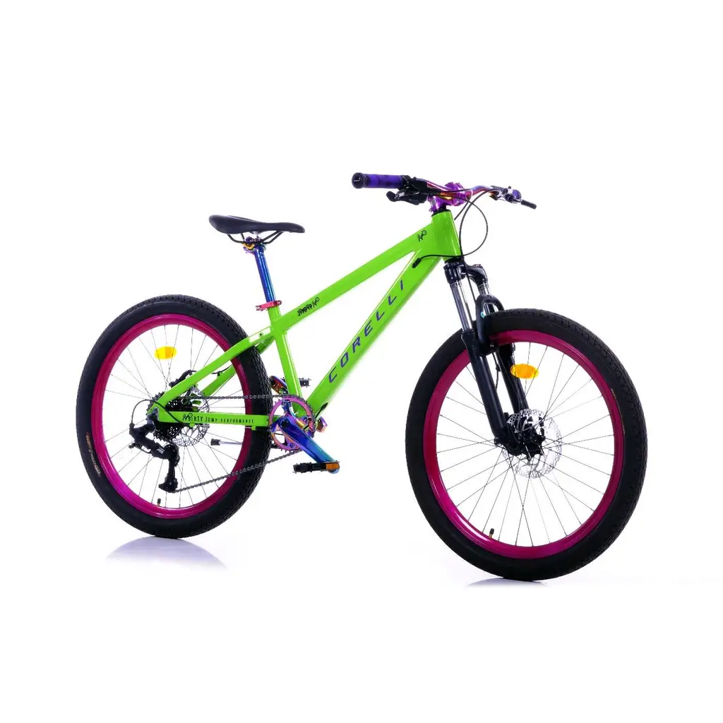 Corelli Jump Up - 24 Jant 12'' Kadro 9 Vites Dağ Bisikleti - SARI / Mor Rainbow Siyah