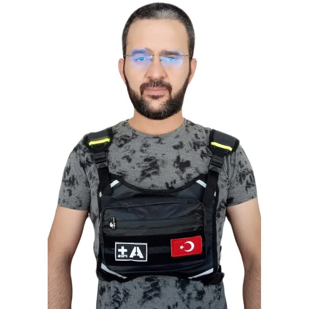 Motorcu Göğüs Çantası Reflektörlü Su Geçirmez Kan Grubu A+pozitif